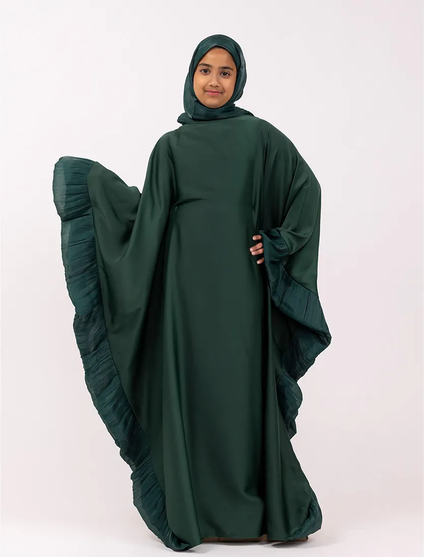 Green Girls Organza Trim Kaftan